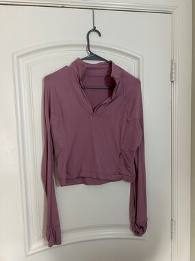 Lululemon Long Sleeve Cropped Active Pullover - Mauve Pink